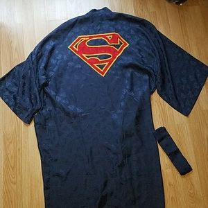 Mens Superman Robe 100% SILK One Size Fits All